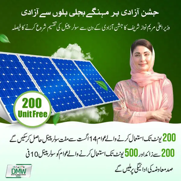 Punjab govt announced distribution of free solar on 14 August